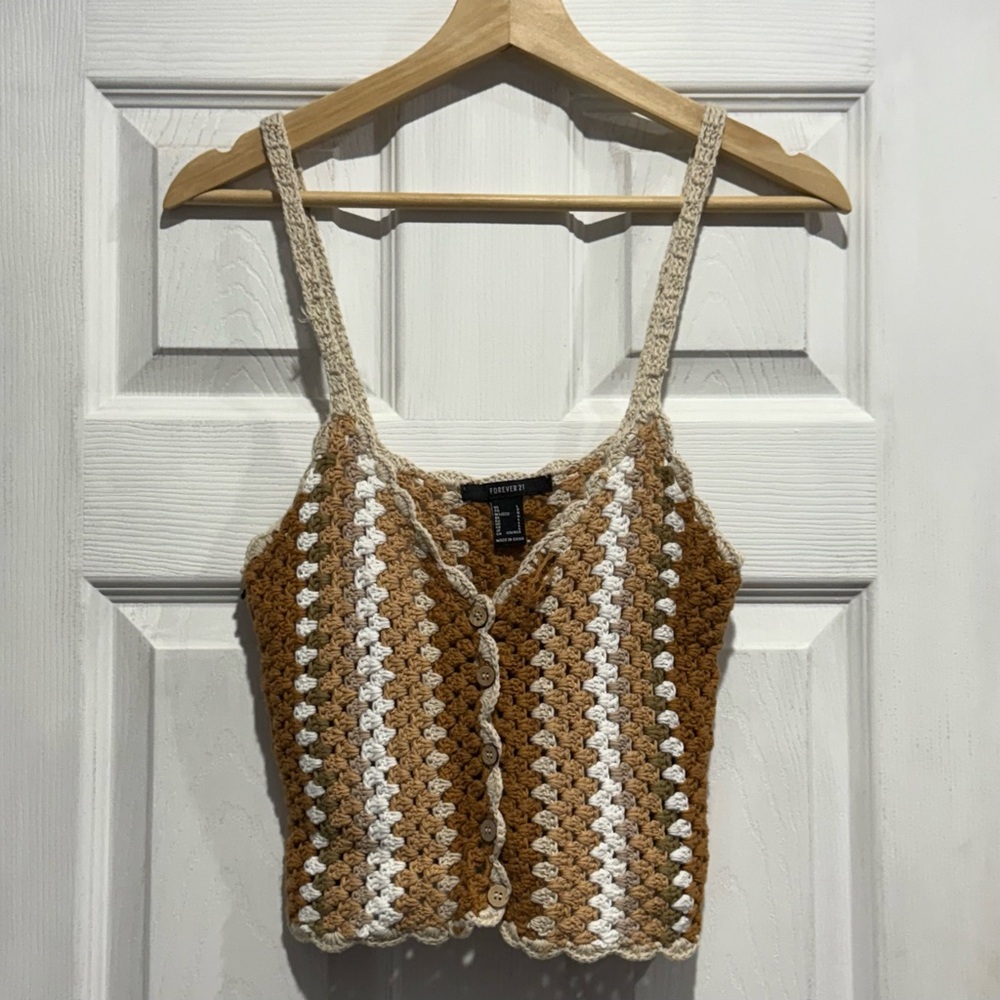 Crochet Colorblock Cropped Cami